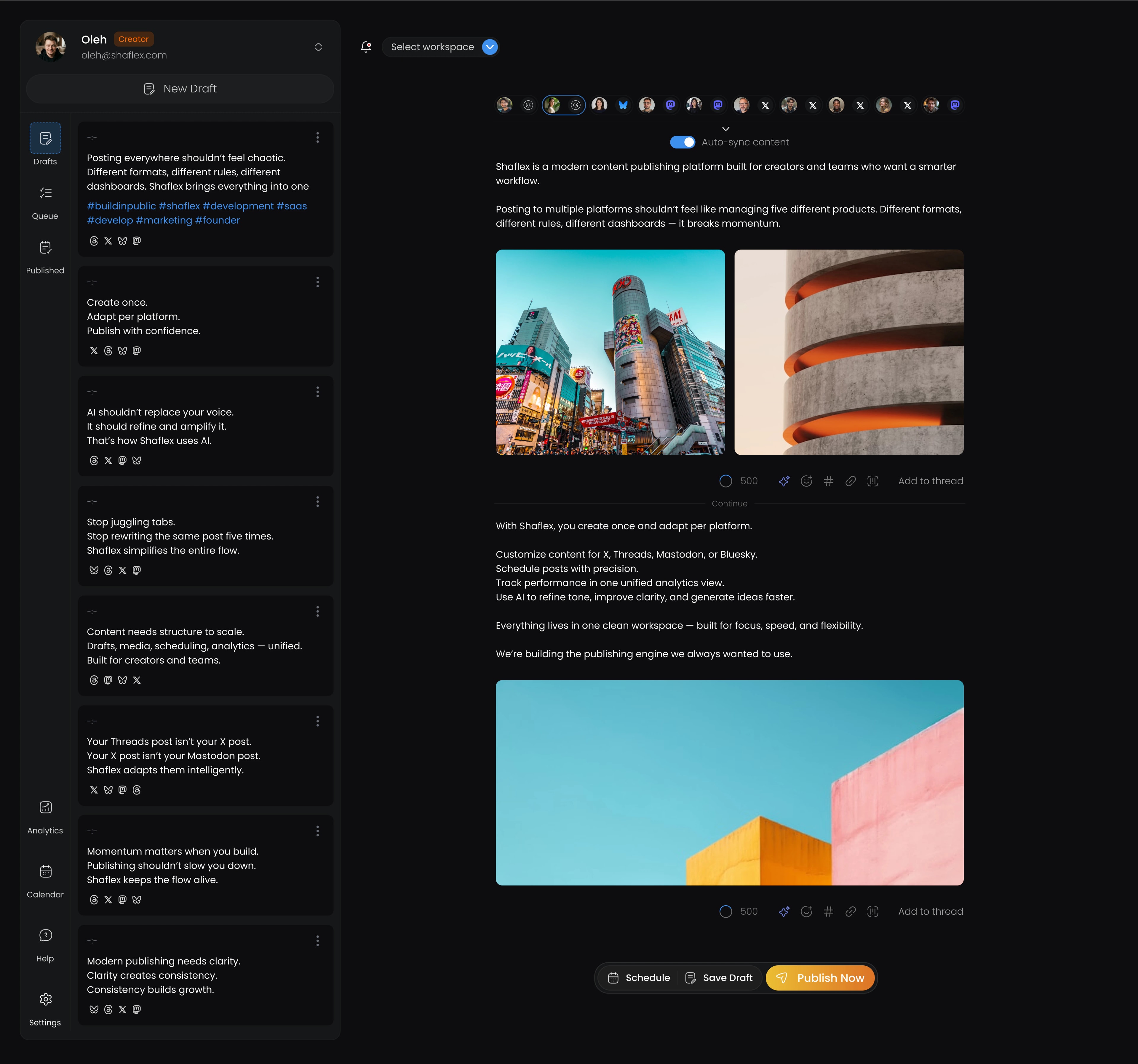 Shaflex editor preview